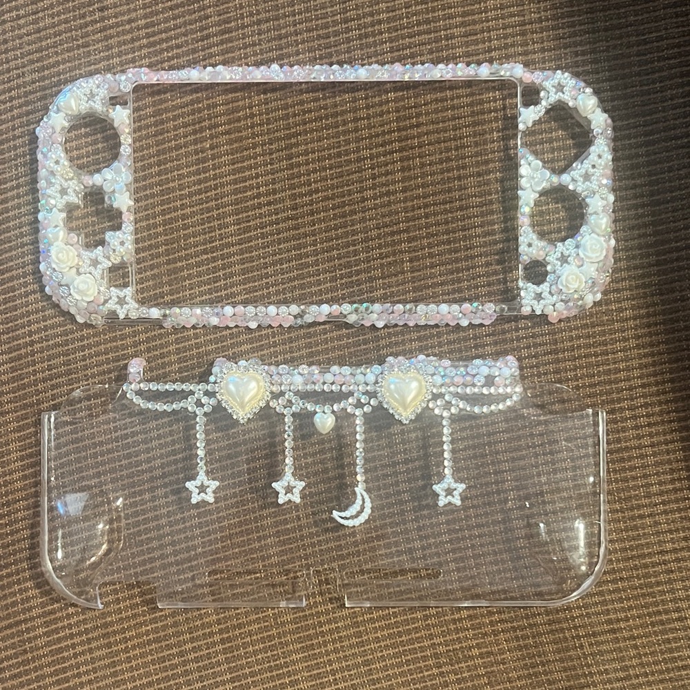 Decorative Clear Phone Case with Pearl Accents